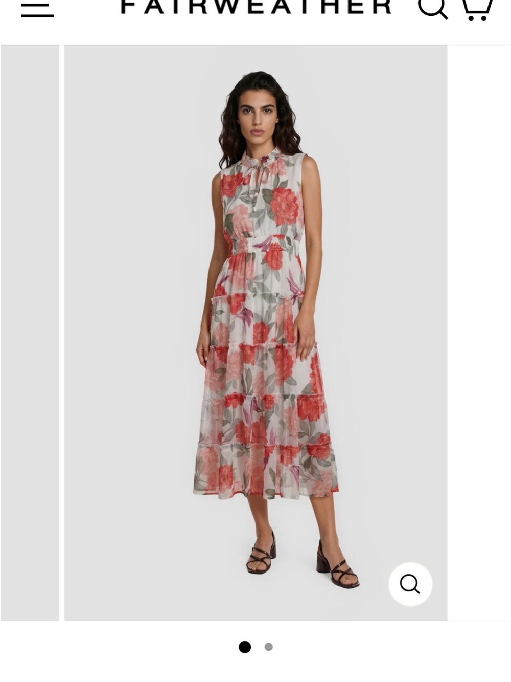 The Limited Coral Floral Tiered Midi Dress